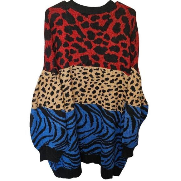 Terra & Sky Women's Open Front Cardigan Animal Print Boho Pockets Oversized Plus - Picture 2 of 8